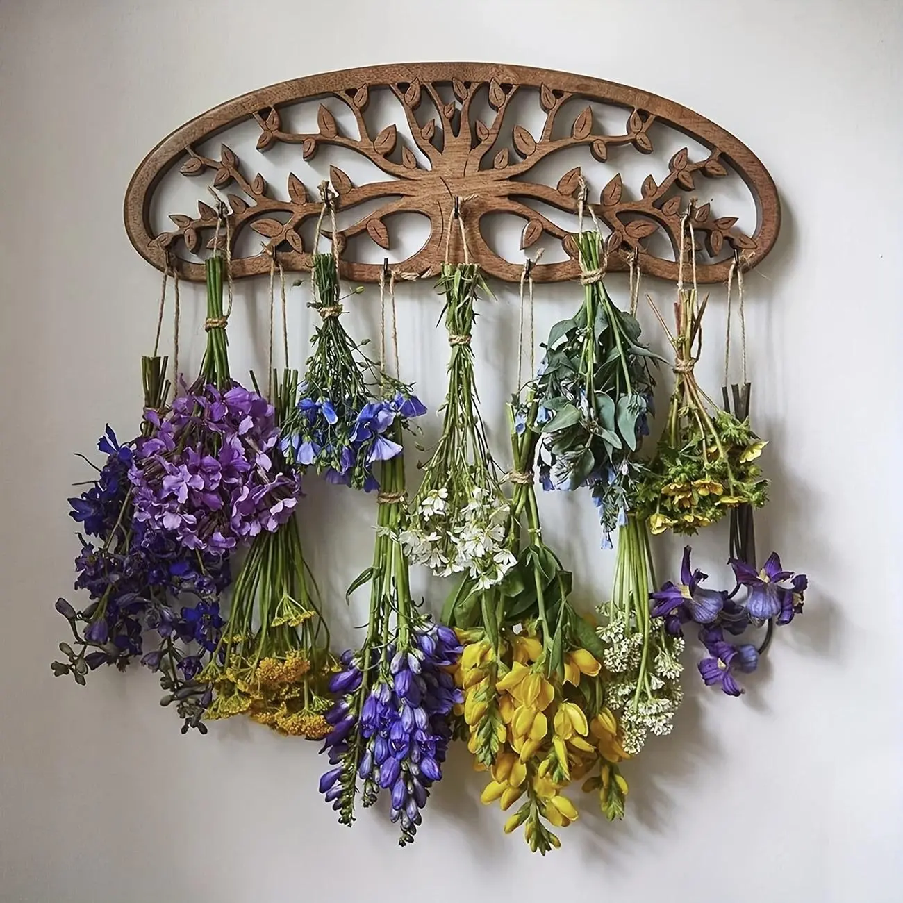 Wooden Wall Mounted Flower Shelf, Rustic Wall Hanging Flower Holder, Indoor Plant Holder, Garden Decor, Hanging Ornaments, Wall Art Decor for Home Living Room Balcony, Floral Decoration, Home Decorative Ornament, Decoration Items