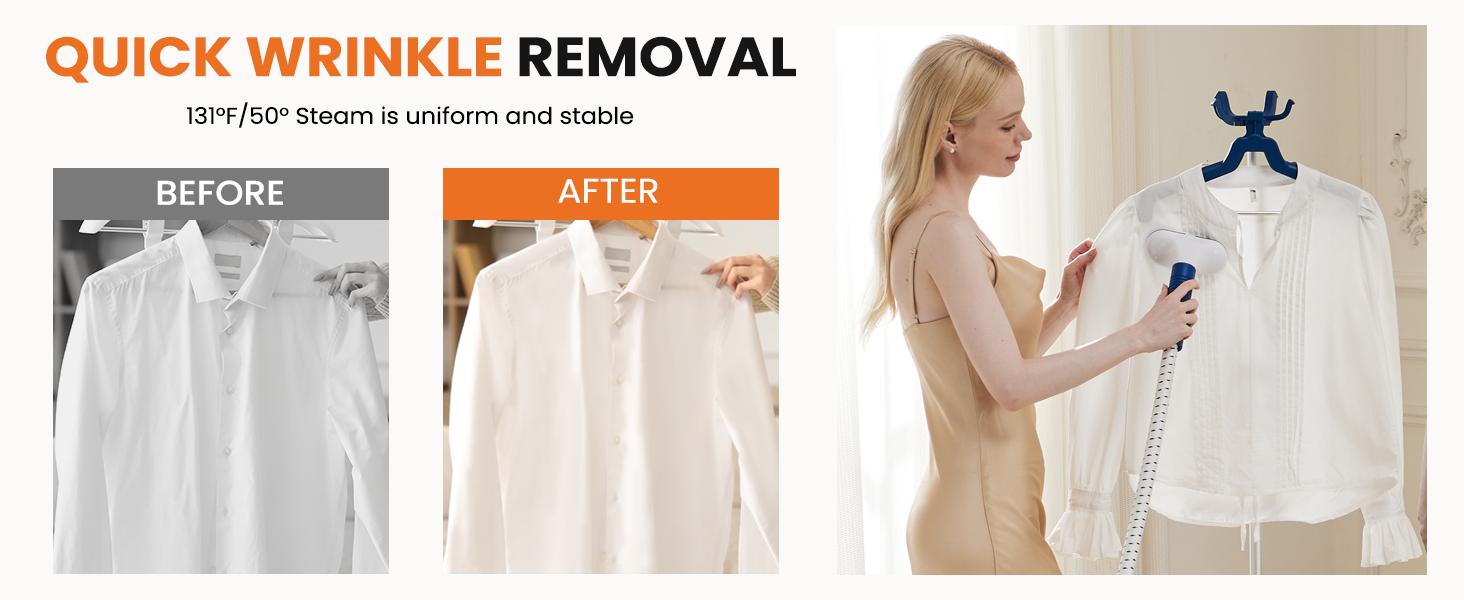 Standing Garment Steamer, 1500W Powerful Steamer for Clothes, 1.7L Water Tank for 55 Min Continuous Steaming, Professional Wrinkle Remover Heats