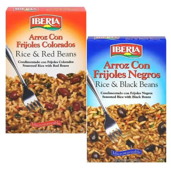 Iberia Instant Garlic Arroz Con Frijoles Bundle - 8 oz Long Grain Rice, US Instant Food, Easy Prep Meatless Lunch Pantry Item