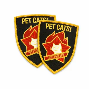 2PCS Cute Cat Patch  Velcro Morale Patch – “Pet Cats!” Funny Badge for Backpack, Jacket, Hat & Vest