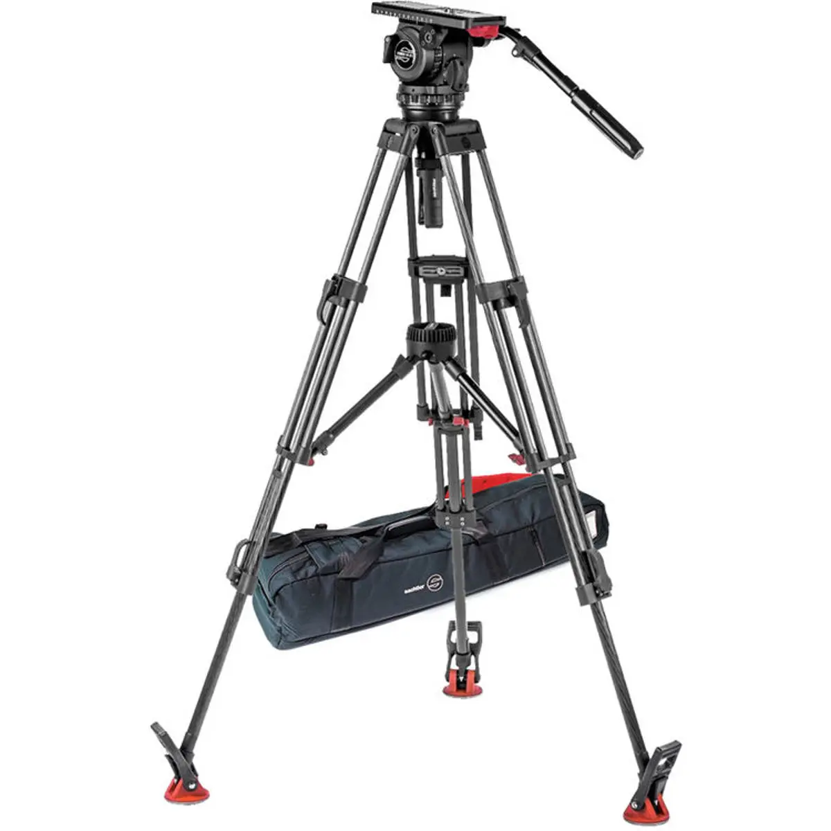 Sachtler Video 18 S2 Fluid Head Camera & Camcorder Tripod Set with ENG 2 Carbon Fiber Tripod, Adjustable Legs, and Mid-Level Spreader Camera Accessories
