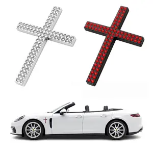 2PCS 3D Metal Rhinestone Cross Car Emblem,Premium Diamond Crystal Christian Auto Badge Sticker,God Bless Our Ride Blessed Car Sticker, The Ultimate Protective Spiritual Gift for Loved Ones,car accessories for women