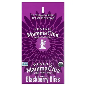 Mamma Chia Organic Chia Squeeze®, Vitality Snack, Blackberry Bliss, 8 Squeezes, 3.5 oz (99 g) Each