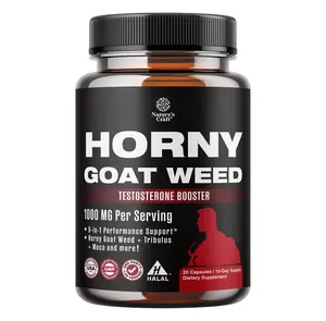 Horny Goat Weed for Male Enhancement - Testosterone Booster Supplement for Men - 1000mg per serving Complex with Tongkat Ali Saw Palmetto Extract & Panax Ginseng - Black Maca Root for Stamina & Energy