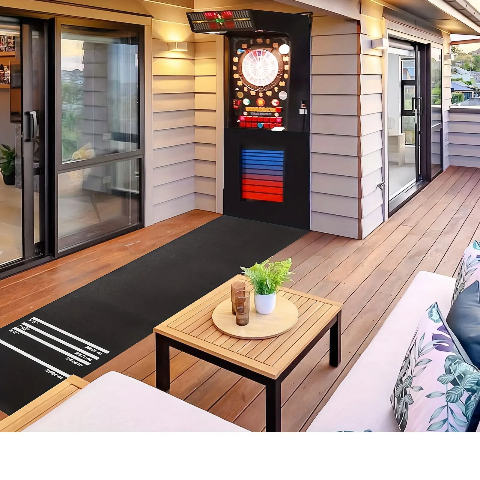 Professional EVA Dartboard Mat, 118 x 24-Inch (300cm) Floor Protector with 4 Throwing Distance Lines for Bars, Clubs, and Home Use, 4 Throwing Distances, Dart Target Mat