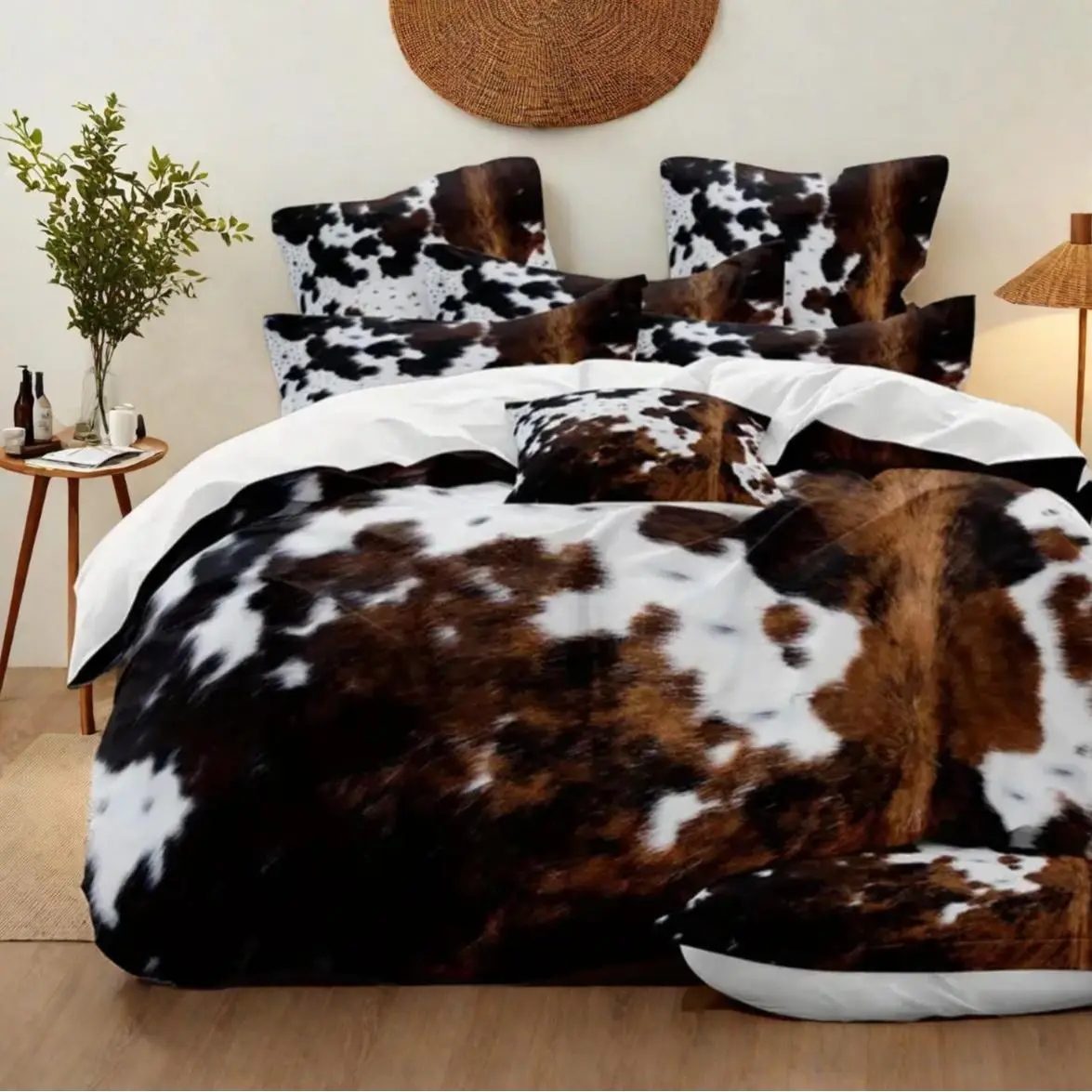 Cow Print Bedding Set, 1 Count Duvet Cover & 1/2 Counts Pillowcase without Filler, Machine Washable Duvet, Soft Comfortable Bedding Set for Home Bedro