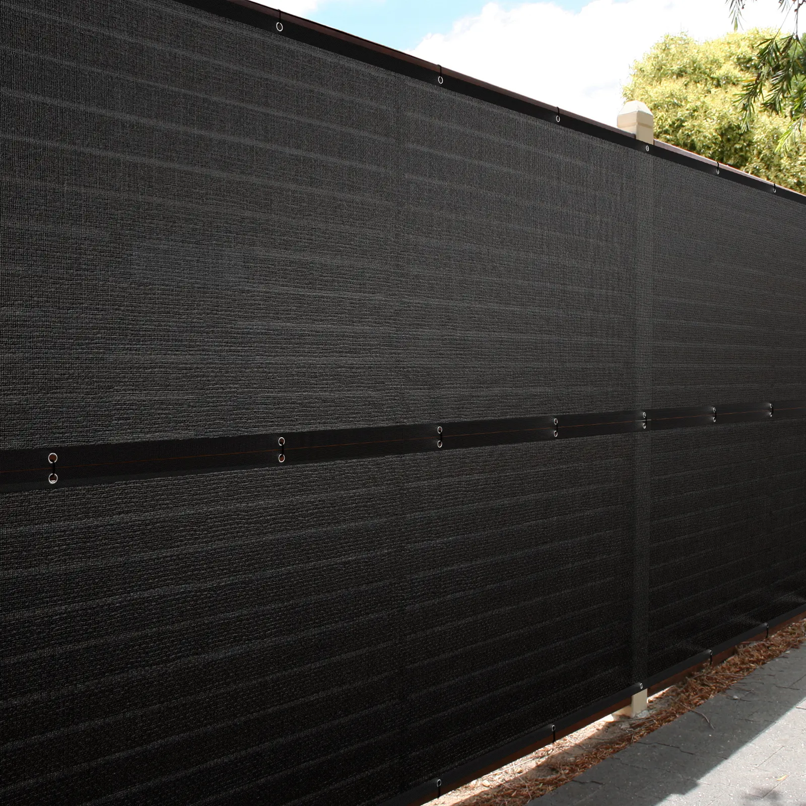 Fence Privacy Screen, 8' x 50' Windscreen Fencing Shade Cover with Grommets for Wall Outdoor Garden Patio Yard Pool Deck Balcony, Black, Zip Ties