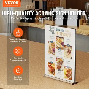 VEVOR Acrylic Sign Holder, 6 Pack 8.5 x 11-inch Brochure Display Holders, T-Shape Double Sided Display Sign Stand, Clear Acrylic Table Menu Photo Paper Holder for Restaurant Office Wedding Bar