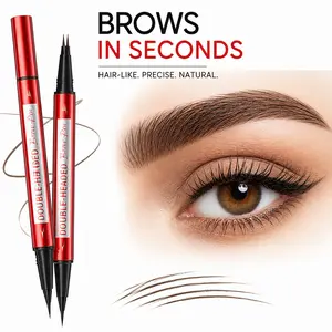 Double Ended Micro Fork Eyebrow Pen – Waterproof Brow Pencil with Hair-Like Strokes, Natural Fluffy Brows & Long Lasting Smudge Resistant Makeup