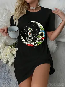 Sugar Skull Cat Moon Dia De Los Muertos Halloween Costume Dress