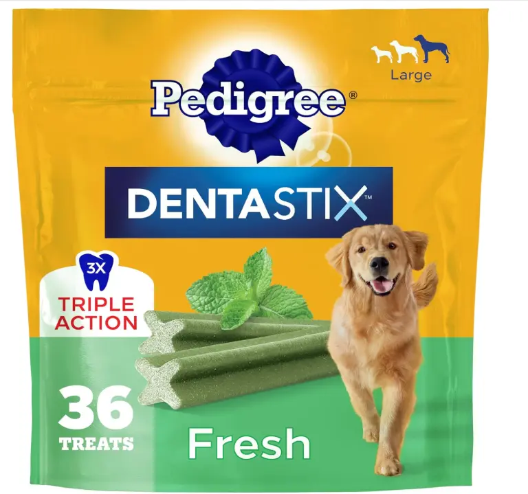 Dog Dental Treats, Large Breed Dog Treats, Fresh Flavor, 1.87 lb. Bag (36 Treats Total)