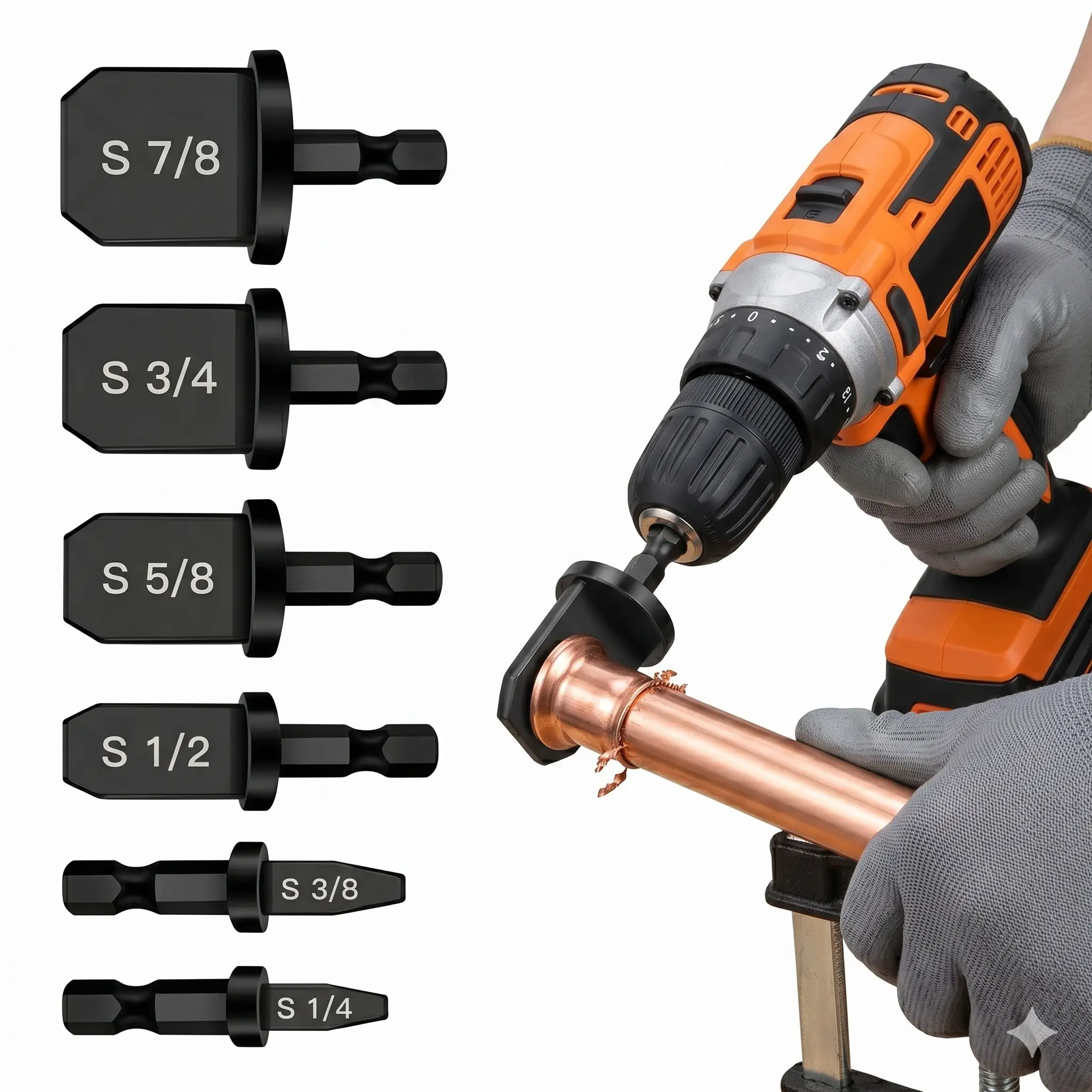 6Pcs HVAC Copper Tube Swaging & Flaring Repair Tool Set - Ball Bearings Steel Kit for HVAC Installers, 1/4"-7/8" Inches Multi-Size Hex Shank Drill Bits (6 Pipe Sizes), High Elastic Limit, Leak-Proof Joins, Pipe Expansion, Easy to Carry and Store