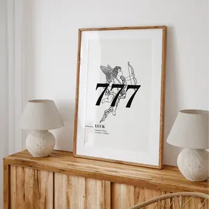 777 Angel Number Poster No Framed, Lucky Number Print, Wall Art Print, Manifestation Energy Spiritual Poster