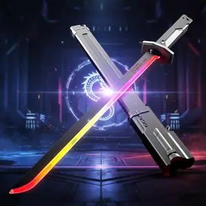 Spark Drawn LED Light Sword Toy - Cyberpunk 31.5-inch Lightsaber with Spark Effect, Multi-Color LED, Water Mist, Sound, Type-C Rechargeable for Cosplay & Display