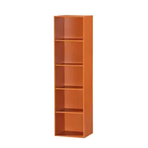 212 MAIN Wooden Book Shelf - 5-Shelf Cherry Finish Commercial Office Furniture, Multi-Purpose Book Display Stand