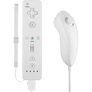 Remote Controller for Wii, Wii Remote and Nunchuck Controllers with Silicon Case and Strap for Wii and Wii U (White)