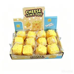 Yellow Squishy Cheese Block - Moldable Fidget Toy with Squeeze Feature, Ideal for Play and Relaxation