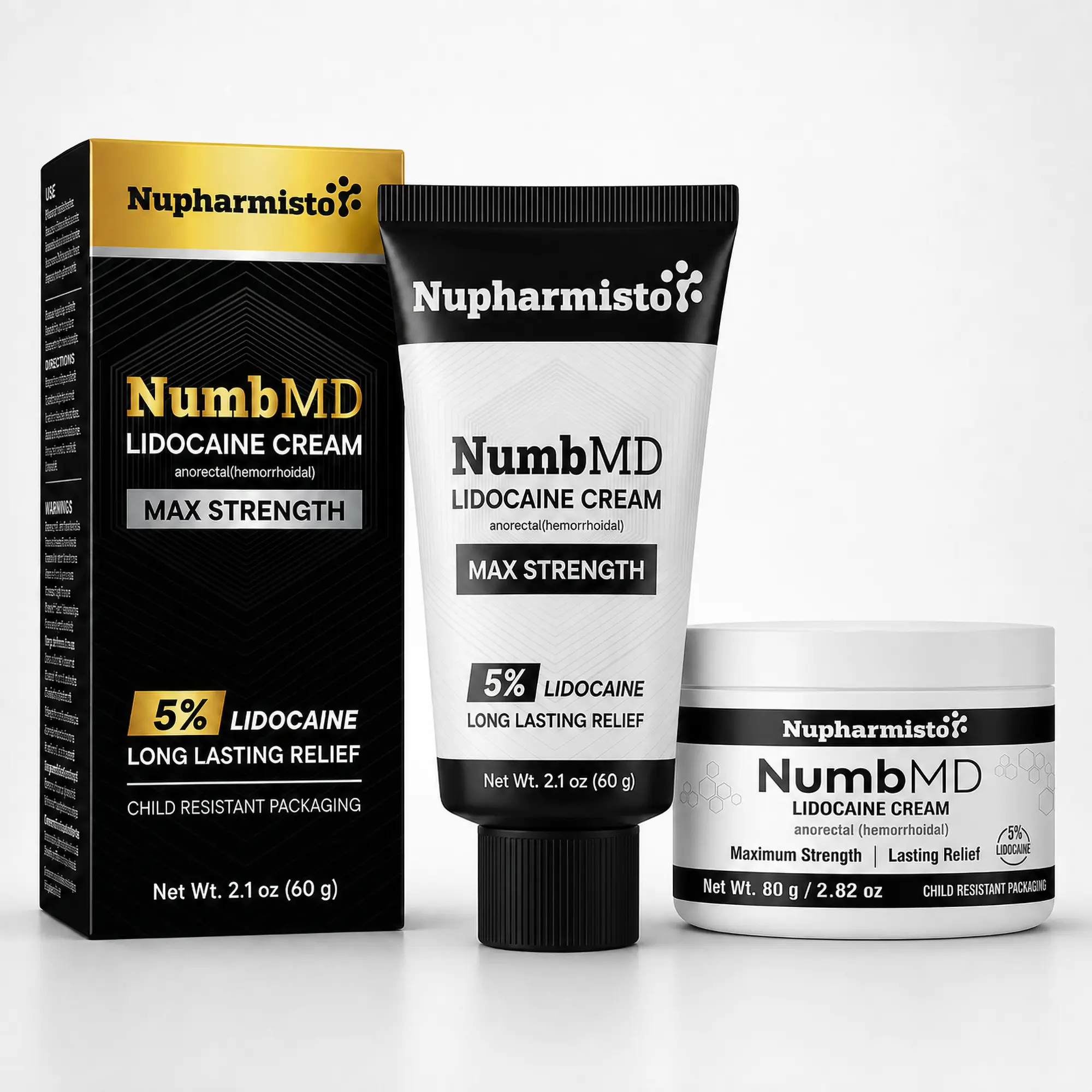 Nupharmisto Tattoo Numbing Cream: Maximum Strength Lidocaine & Menthol for Long-Lasting Pain Relief During Tattoos, Piercings, and Waxing for All Skin