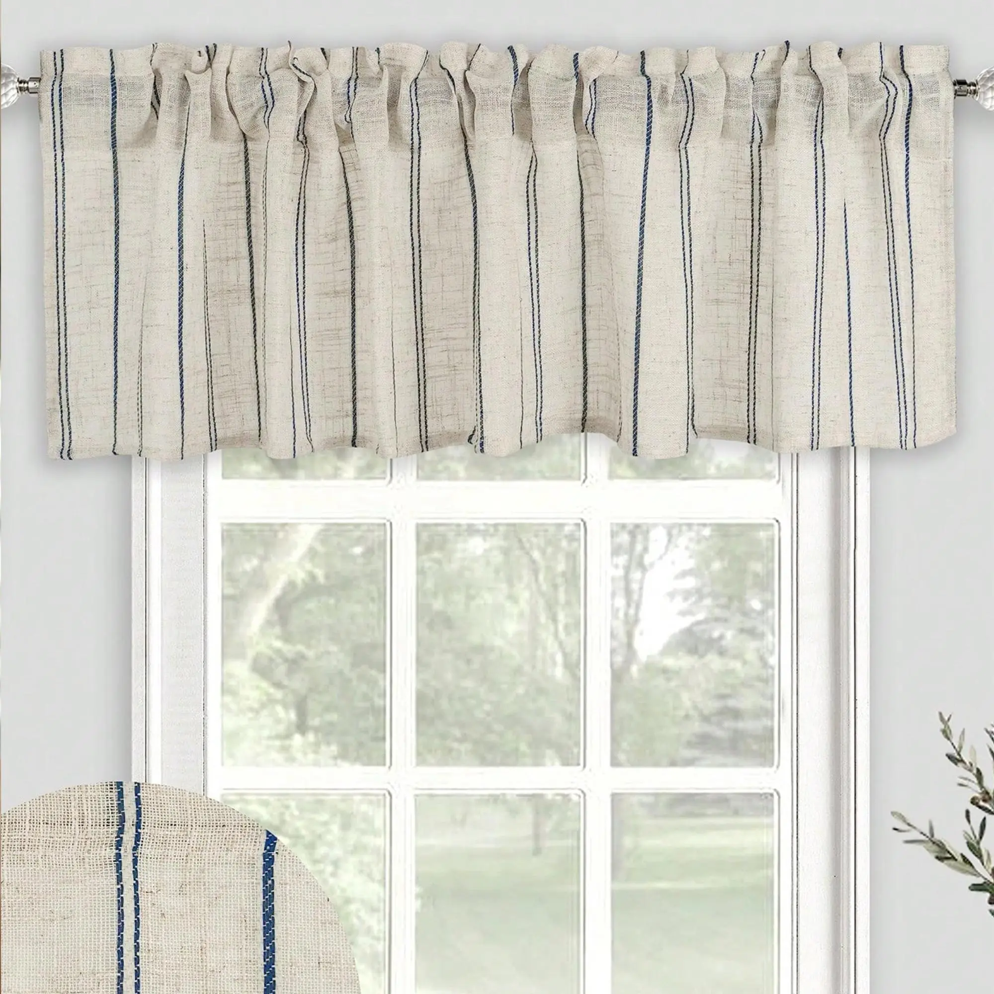 Striped Pattern Curtain, Modern Simple Curtain with Rod Pocket Design, Window Drapes for Home Living Room Bedroom Kitchen Bathroom Decor