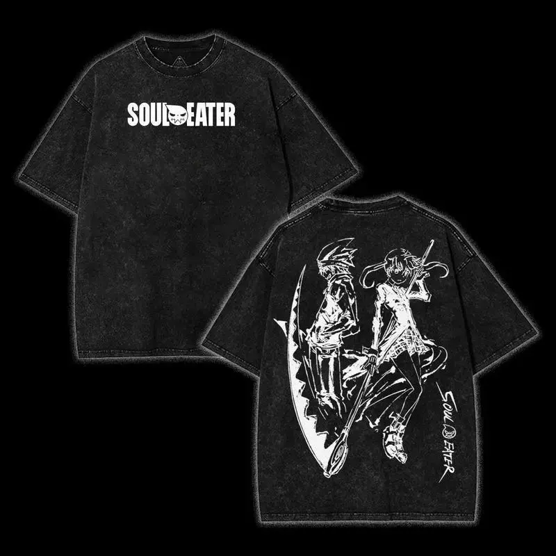 Unisex Soul Eater Soul & Maka Graphic Tee - Y2K Vintage Heavy Cotton Anime T-Shirt, Comfort Womenswear Top Fan Gift