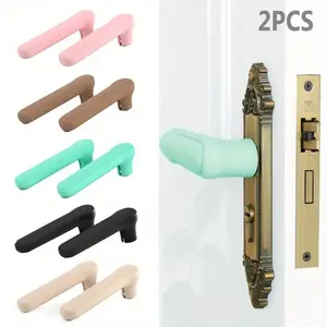 2Pcs Anti-collision Door Knob Cover Static-free Silicone Handle Sleeve Baby Safety Wall Protector Bedroom Living Room Protector