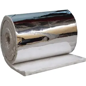Ceramic Fiber Blanket with Aluminum Foil Facing - 8# Density - 1" x 24" x 6.20' - 2400F - High Temperature Insulation Blanket for Stove Furnace Forge Kiln Fireplace Welding Soldering HVAC