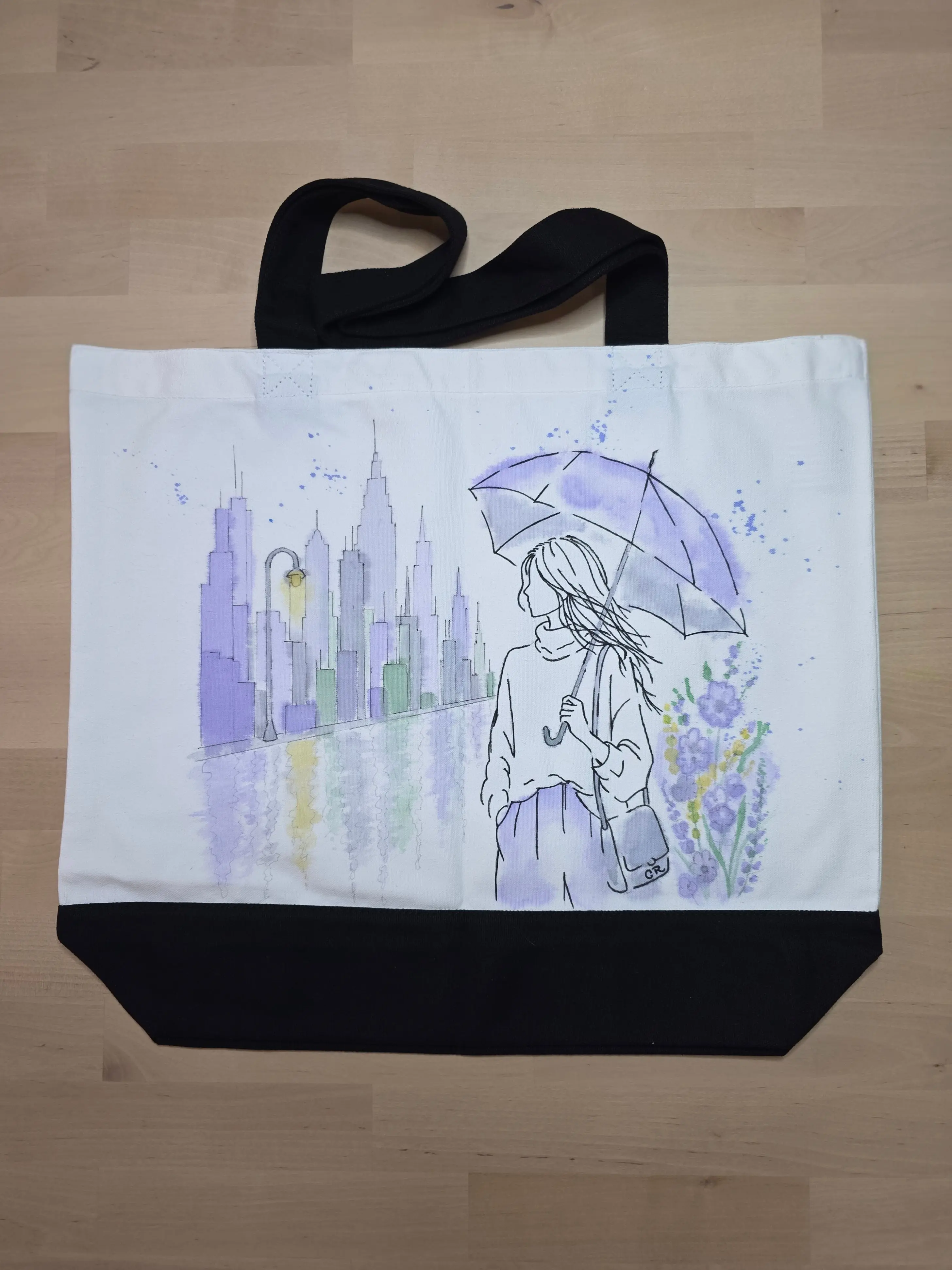 Violet Weather — Hand-Painted Canvas Tote