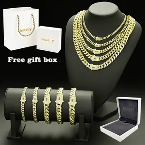 6-14mm 14K Real Gold-Plated Cuban Jewelry Set  The Latest Electroplating Process for Rust Prevention Waterproof, Fade-Proof Hypoallergenic  Monaco Miami Link Chain Items 6-14mm Sizes Hip-Hop Style Fashion Timeless Shine for Every Look men's jewelry