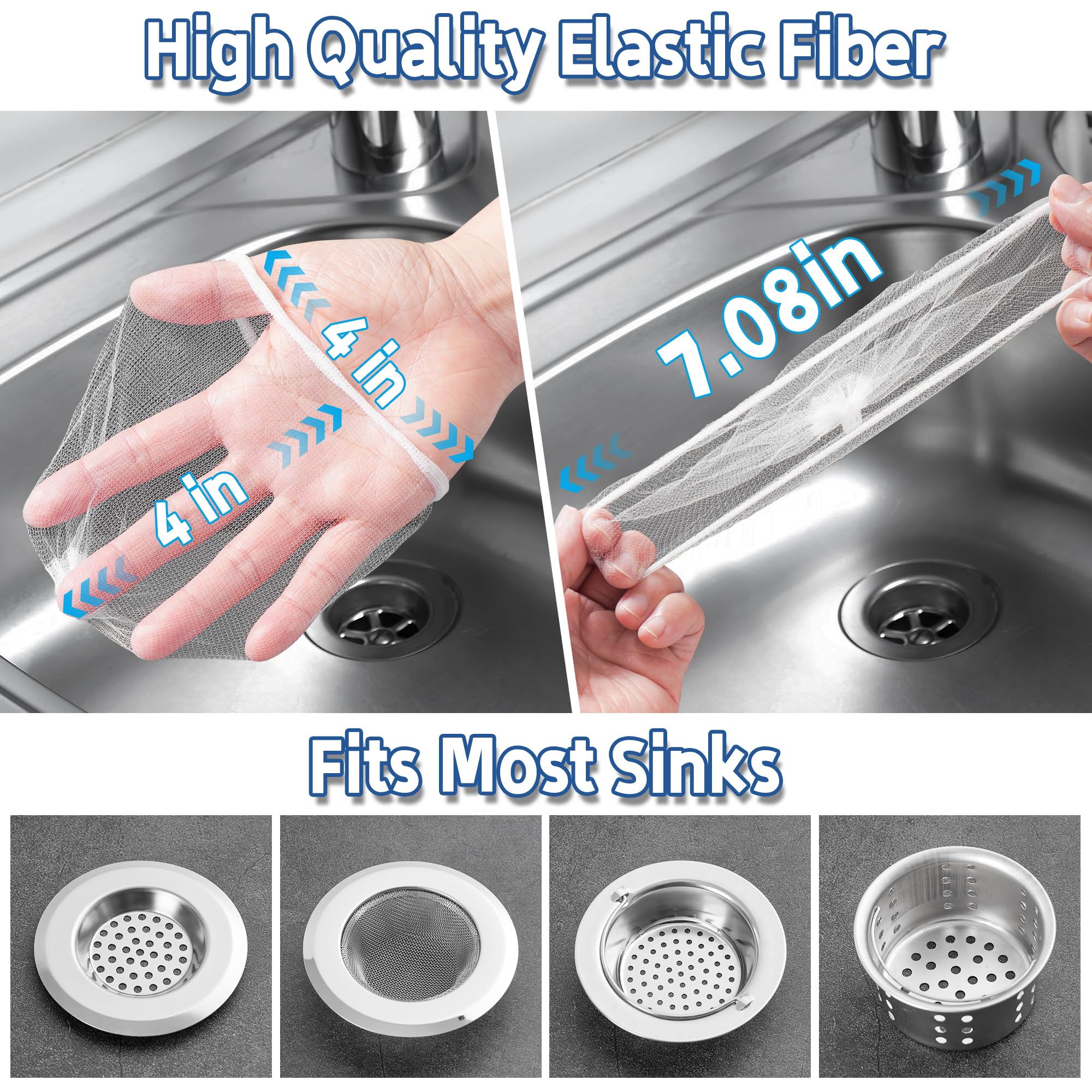 300 Pack Disposable Mesh Sink Strainer Bags Eco-Friendly Polyester Clog Prevention Easy Clean Up Fits Most Sinks 4"x4" Drain Covers Sourdough Catcher