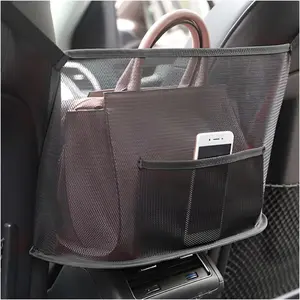 Car Net Pocket Handbag Holder, Mesh Vehicle Storage Organizer Between Front Seats, Large Capacity Auto Purse Holder for Backseat Pet .