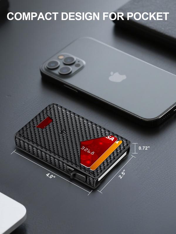 Wallet for Men Slim Minimalist Wallet with Money Clip ＆ ID Window RFID Blocking Pop-Up Credit Card Holder Smart Auminum Mens Wallet Holds 9-13 Cards, Front Pocket Bifold Christmas Gift For Men