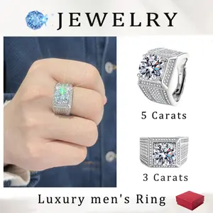Modern Jewelry Shiny Full Diamond Ring Round 3Ct/5Ct Cut Cubic Zirconia Promise Ring Wedding Ring for Men Silver Color Ring CZ Cocktail Ring Eternity Dainty Accessories Stylish Vintage Jewelry
