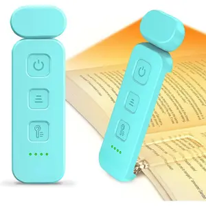 Reading Light, Rechargeable Book Light for Reading in Bed - Eye Caring 3 Color Temperatures, 5-Level Dimmable Brightness, Long Lasting, Compact Size Clip on Book Lamp for Bookworms-Blue