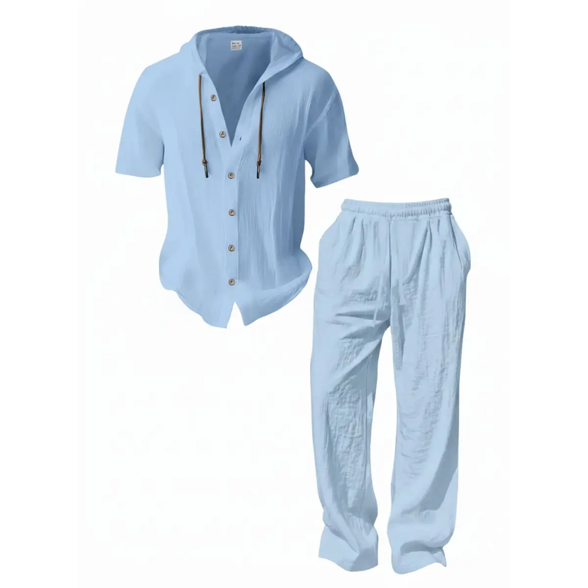 Men&rsquo;s lightweight two-piece set with a hood, casual vacation style, loose and breathable thin fabric, hooded sweatshirt and wide-leg pants, for summer wear