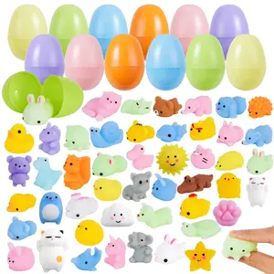 24Pcs/48Pcs 2.36in Pre-filled Easter Eggs Containing Mochi Squishy Toys for Easter Egg Hunt Kids Outdoor Play Valentine's Day Gifts for Kids
