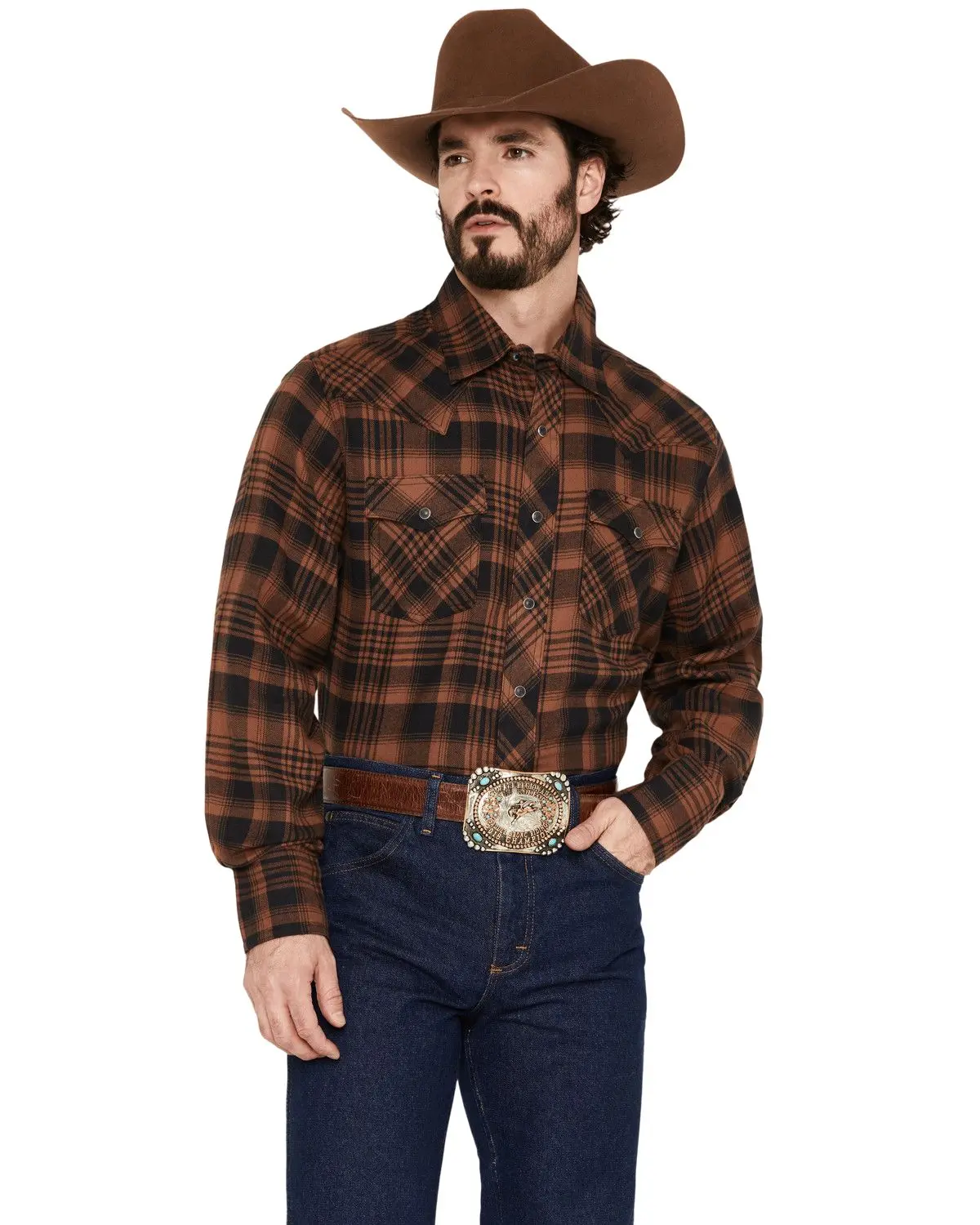 Wrangler Men's Retro Men'S Plaid Print Long Sleeve Snap Flannel Shirt - 112381932