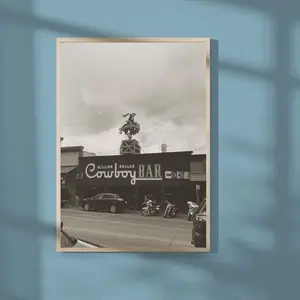 Vintage Cowboy Bar Print, Million Dollar Cowboy Bar Poster, Vintage Art, Cowboy Print, Wyoming, Jackson Hole, Wall Art, Western, Authentic Photo