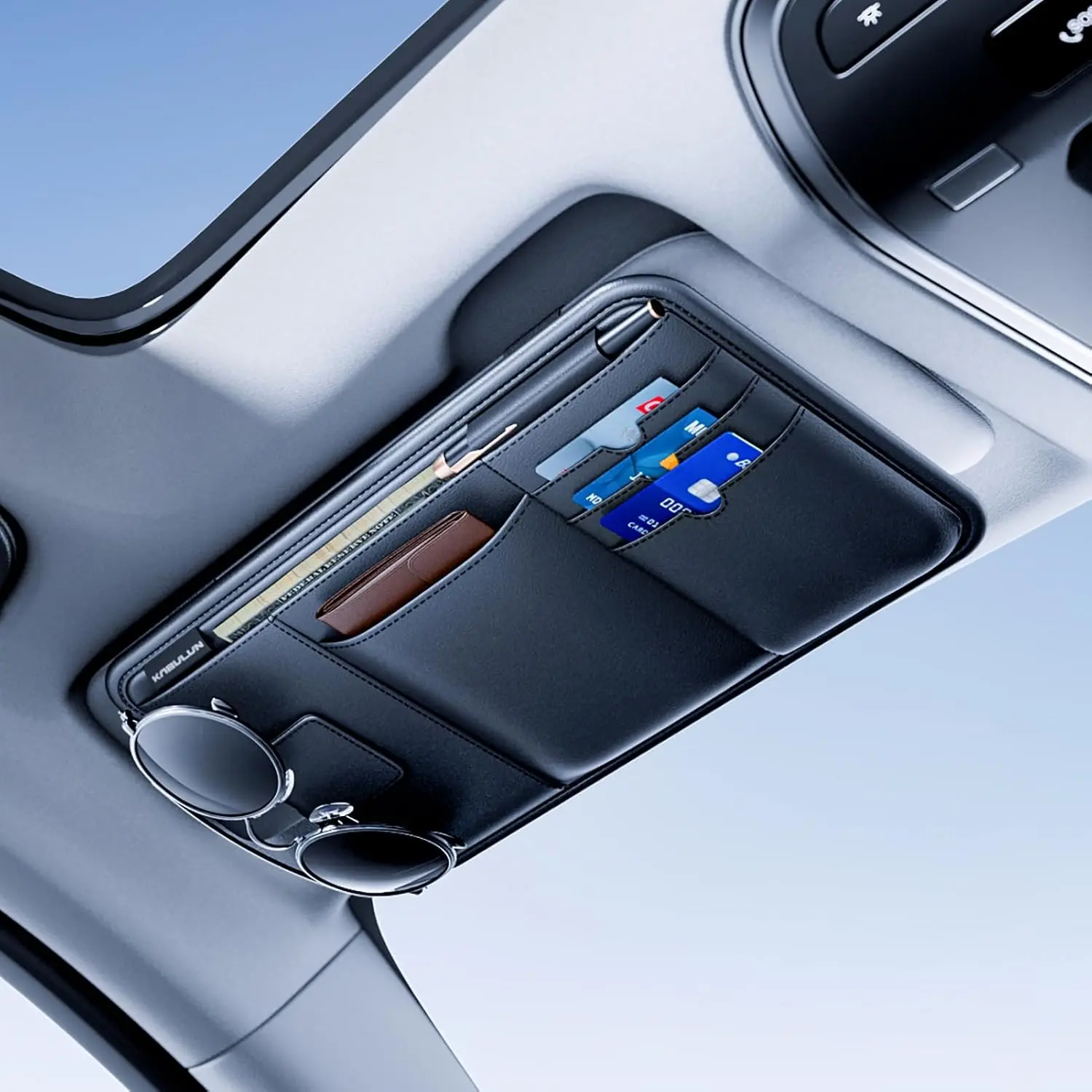 Car Sun Visor Organizer Multi-Pocket Storage Glasses Phone Card Document Holder for Car SUV Truck  SFWAYA