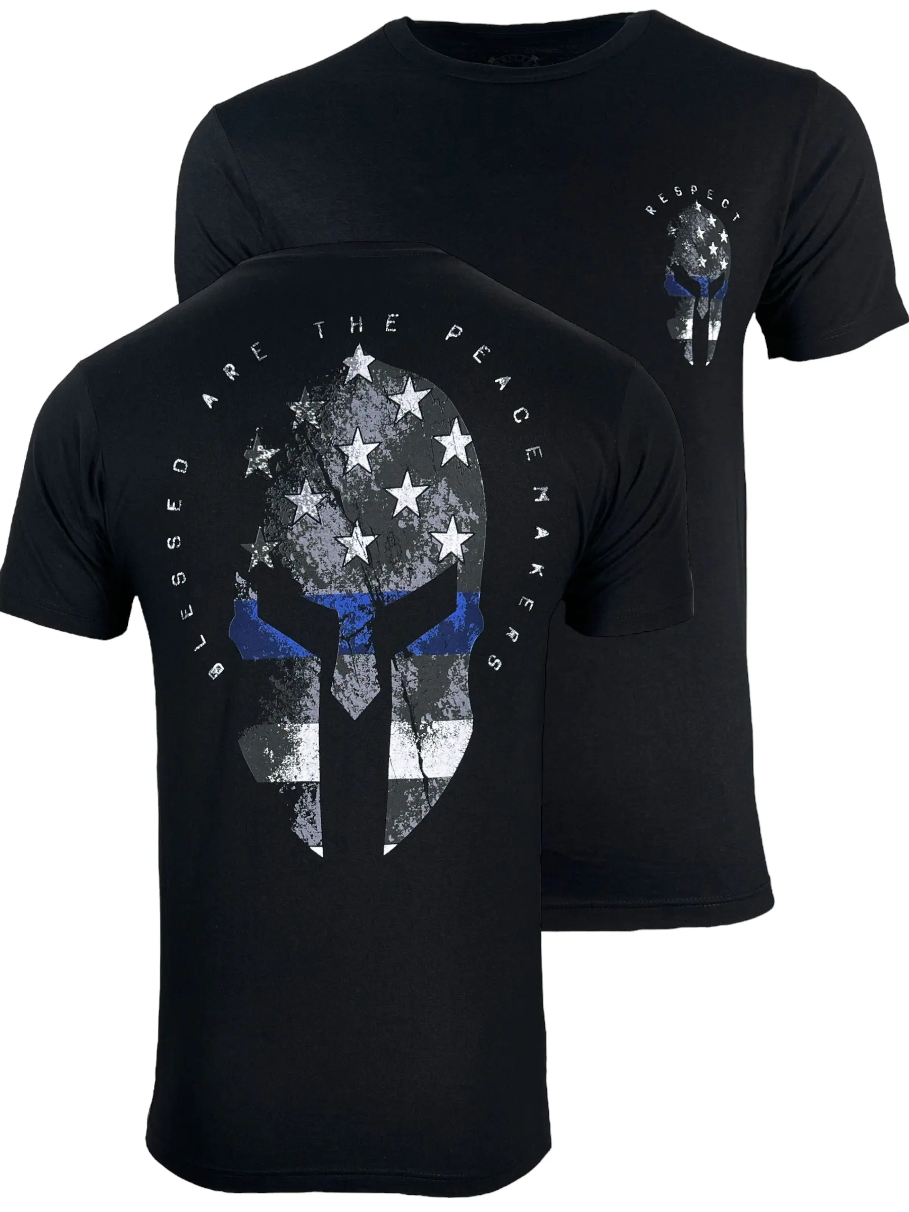 Howitzer Men's Respect Spartan Casual T-Shirt | Short Sleeve Patriotic Graphic Design in Soft Cotton Supporting Veterans & First Responders