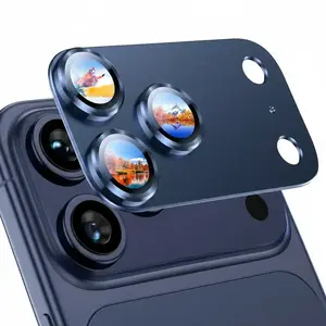 iPhone 17 Pro Camera Lens Protector, Not Easy to Break, Strong Adsorption, Case-Friendly, Aesthetic, Protective Metal Tempered Glass, Deep Blue Color
