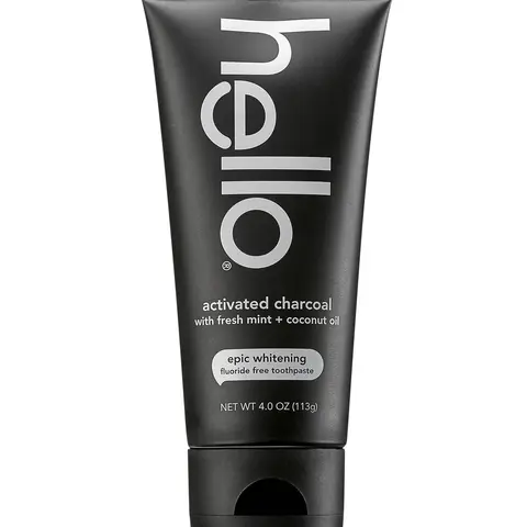 Hello Activated Charcoal Epic Whitening Oral Toothpaste - Fluoride-Free, Vegan, Minty Freshening, Bamboo Charcoal Powder, Coconut, Baking Soda, No Peroxide, No SLS, No Titanium Dioxide, 4.0 oz