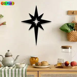 1pc Star of Bethlehem Metal Wall Art, Double Starburst Wall Sculptures Mural, Intricate Craftsmanship, Artistic Metalwork, Perfect for Christmas, Easter Decor, Perfect for Living Room Bedroom Church Decor, Ideal Gift for Spiritual Decor Enthusiasts.