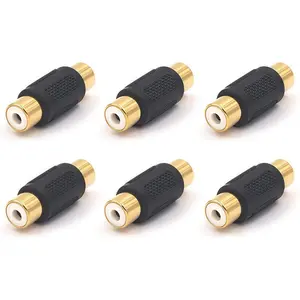 6-Pack Gold Plated RCA Female to RCA Female Coupler,Compatible with Phono,Speaker,RCA Cable,Amplifier