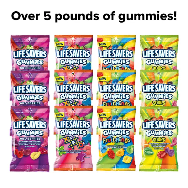 Life Savers Gummies Candy Multi-Pack Variety 84 oz, 12 Count | Shapes and Flavor Varieties: X&O's, Fruit Rings, Wild Berry, Sour | Stock Up and Sharing |5.25 lbs