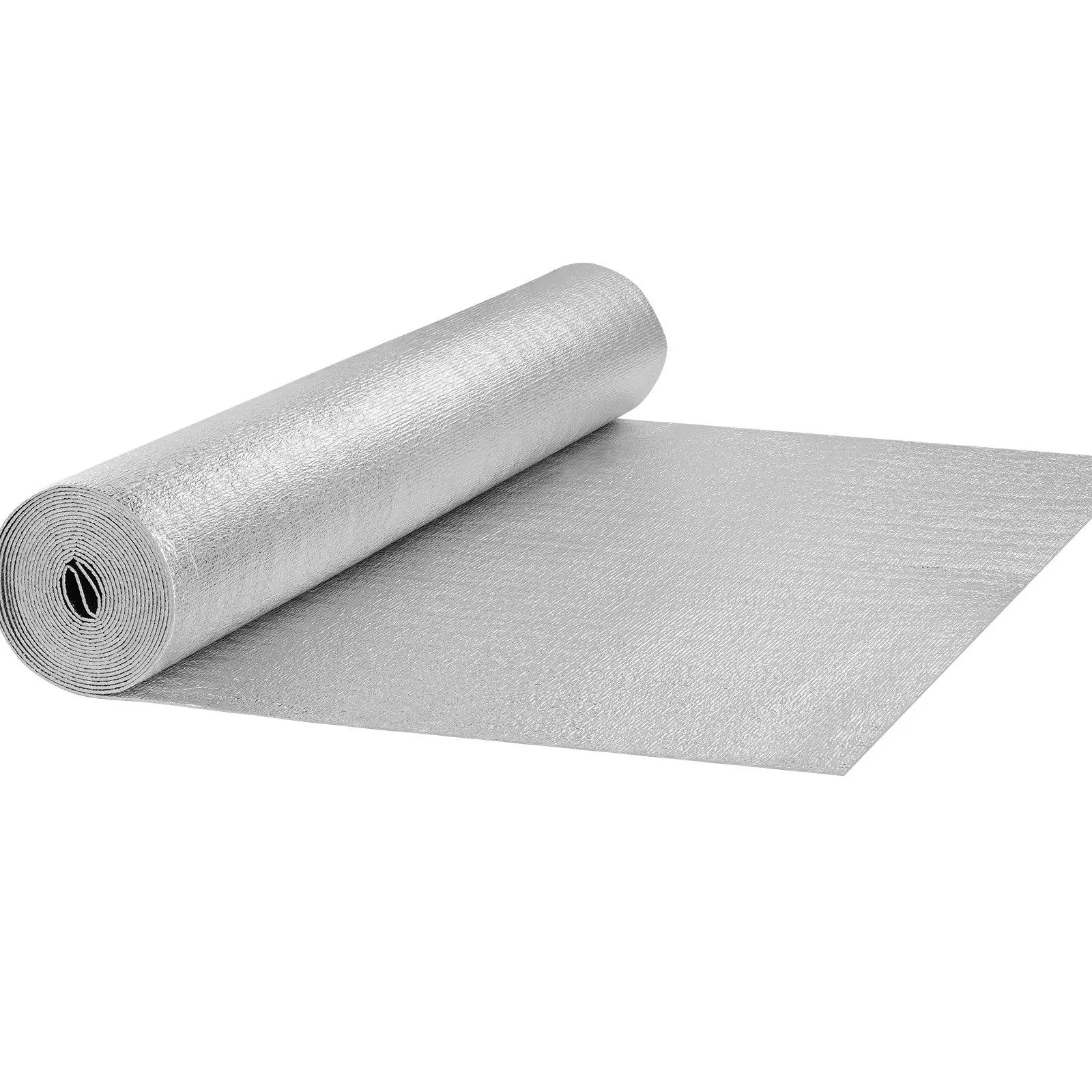 Double Reflective Insulation Roll, 3.2 mm 48 in x 25 ft Foam Core Radiant Barrier, Double-Sided Aluminum Foil EPE Foam Thermal Shield, Pipe Insulation for Window, RV Roof