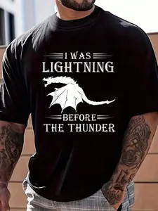 100% Cotton Thunder Dragon Birthday Gift T-Shirt Women's Men's Graphic Tee Crew Neck summer vacation Tops