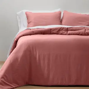 Casaluna Heavyweight Comforter Set Solid Down Alternative, Rose, Full/Queen