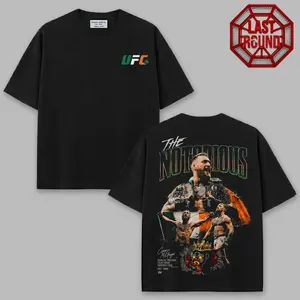 UFC Conor McGregor The Notorious Vintage Graphic T-Shirt, The Notorious Graphic T-Shirt, Double Sided MMA Fighter Tee, UFC Inspired Streetwear Shirt, Retro Combat Sports Graphic Tee, Unisex Fight Fan Apparel