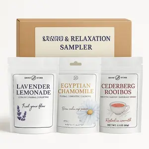 Country Kitchen Relaxation Tea Sampler - Herbal Trio for Peaceful Evenings - Chamomile Lavender Lemonade & Cederberg Rooibos - Naturally Caffeine-Free - Gentle Floral Notes - Perfect for Evening Routines & Self-Care Nights