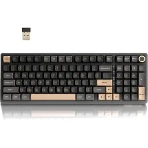 R98 Pro  Mechanical Keyboard, Creamy /2.4GHz/Wired RGB Gaming Keyboard with Number Pad and Knob, MDA Profile PBT Keycaps, Gasket Hot Swappable Linear , Black